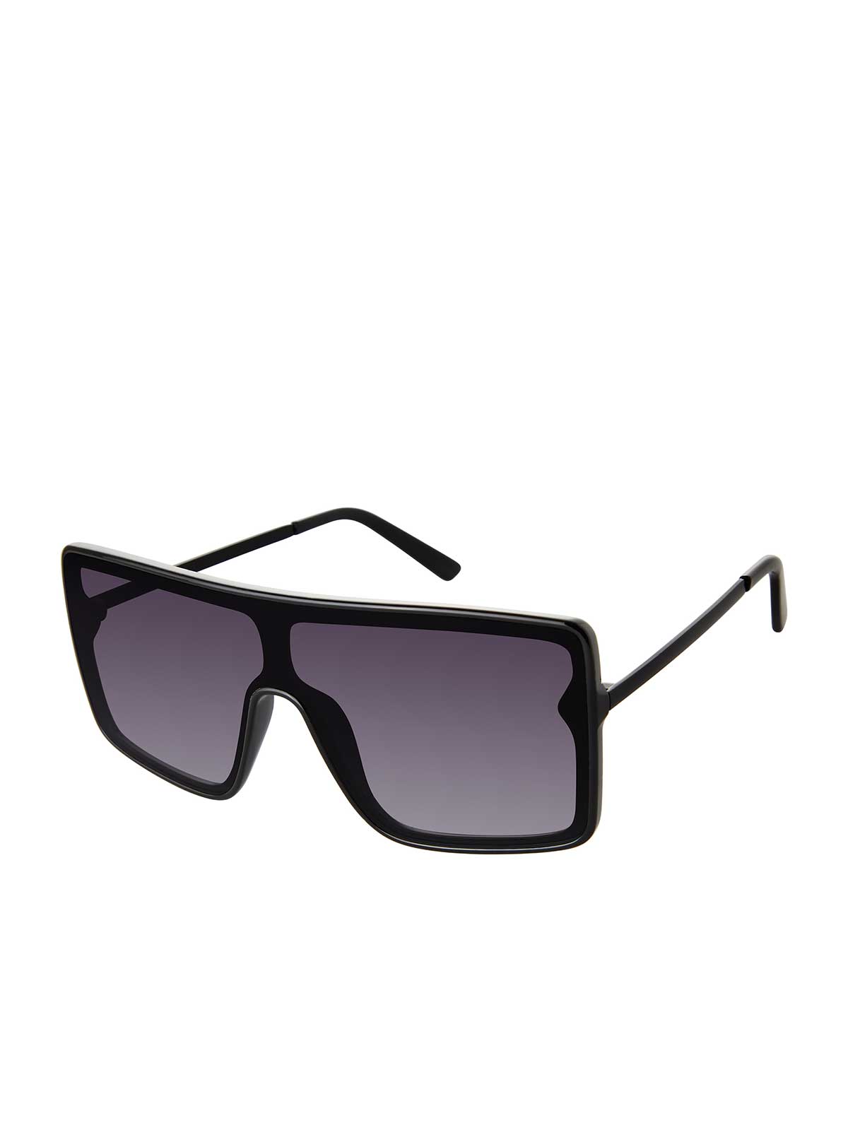 Square Shield Metal Temple Sunglasses in Black - Jessica Simpson Accessories