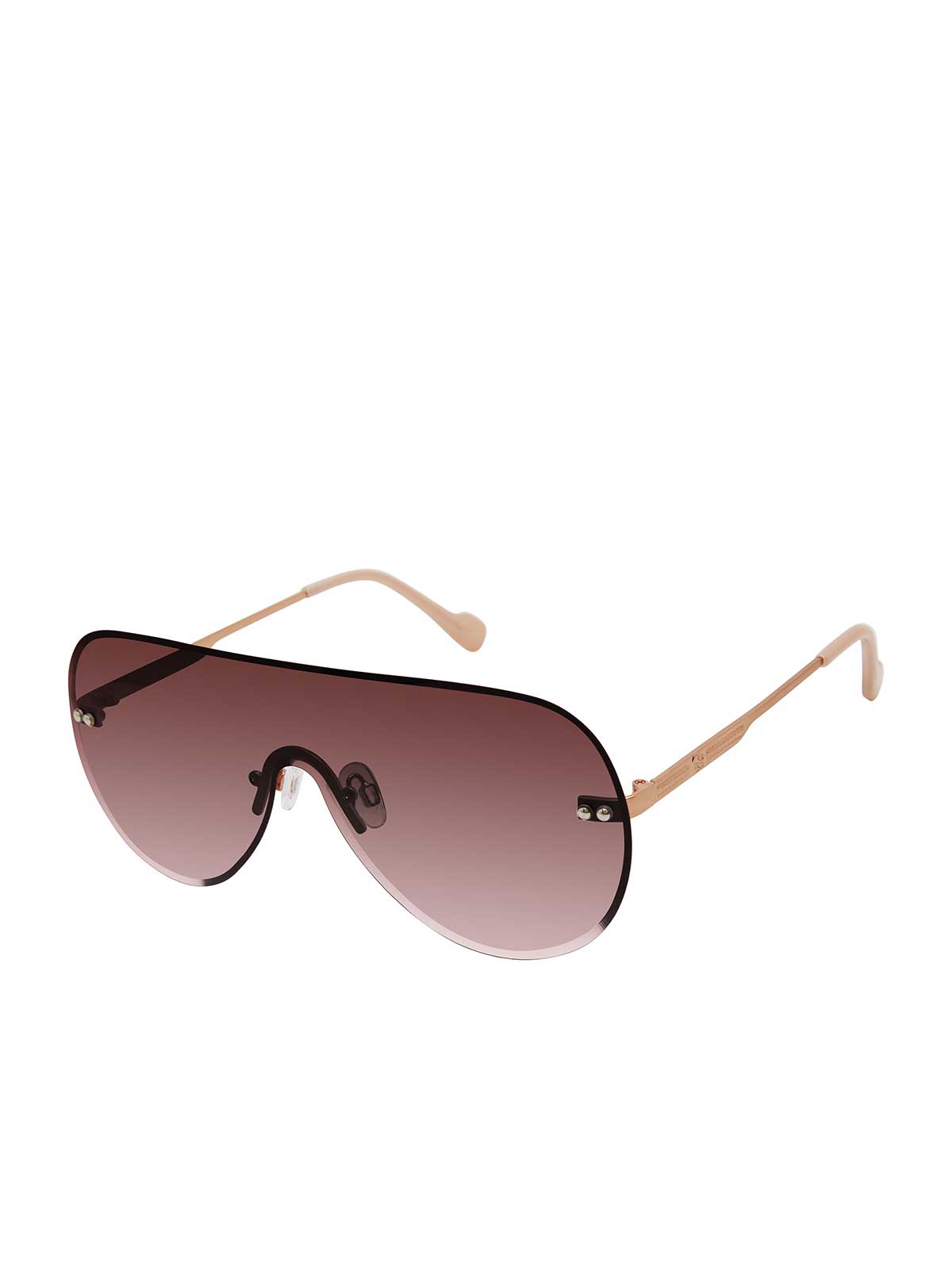 Rimless Metal Aviator Shield Sunglasses in Rose Gold - Jessica Simpson Accessories