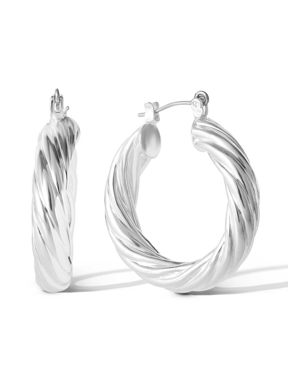 Thick Twisted Hoop Earrings in Silver - Jessica Simpson Accessories