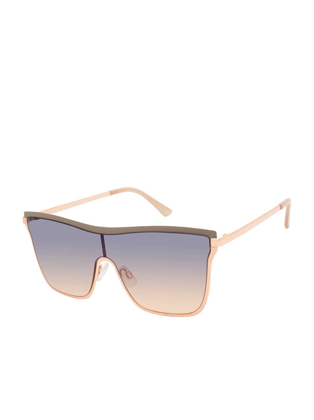Chic Metal Square Shield Sunglasses in Nude & Rose Gold - Jessica Simpson Accessories