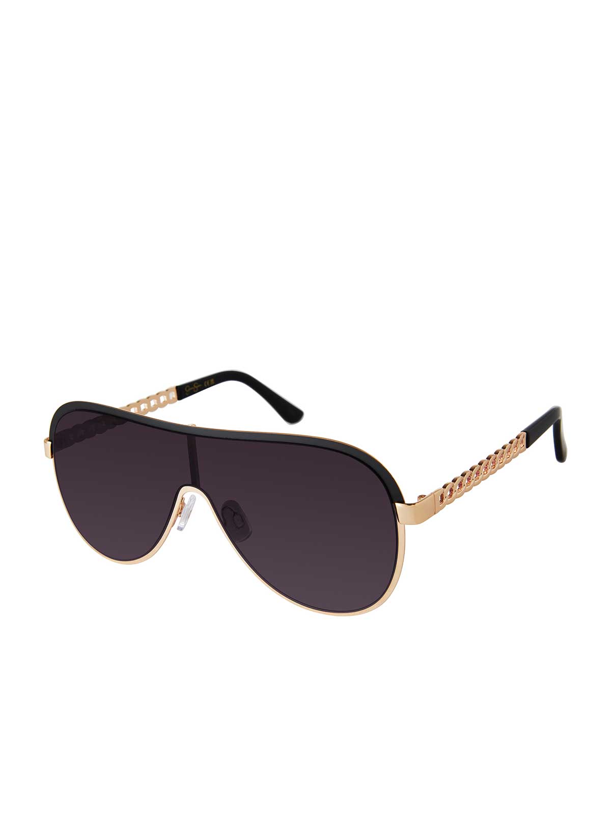 Metal Shield Aviator Pilot Sunglasses in Gold & Black - Jessica Simpson Accessories