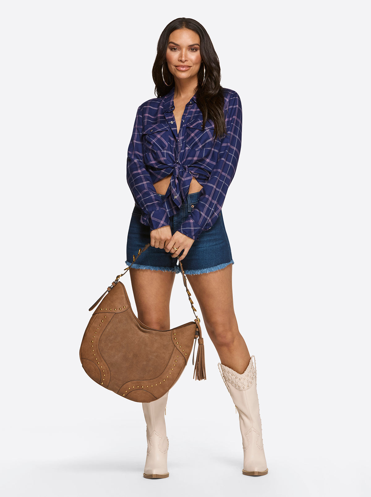 Petunia Shirt in Ocean Cavern Plaid - Jessica Simpson Women