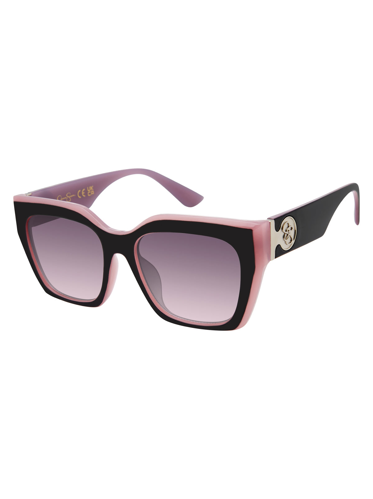 Retro Two Tone Cat Eye Sunglasses in Black & Mauve - Jessica Simpson Accessories