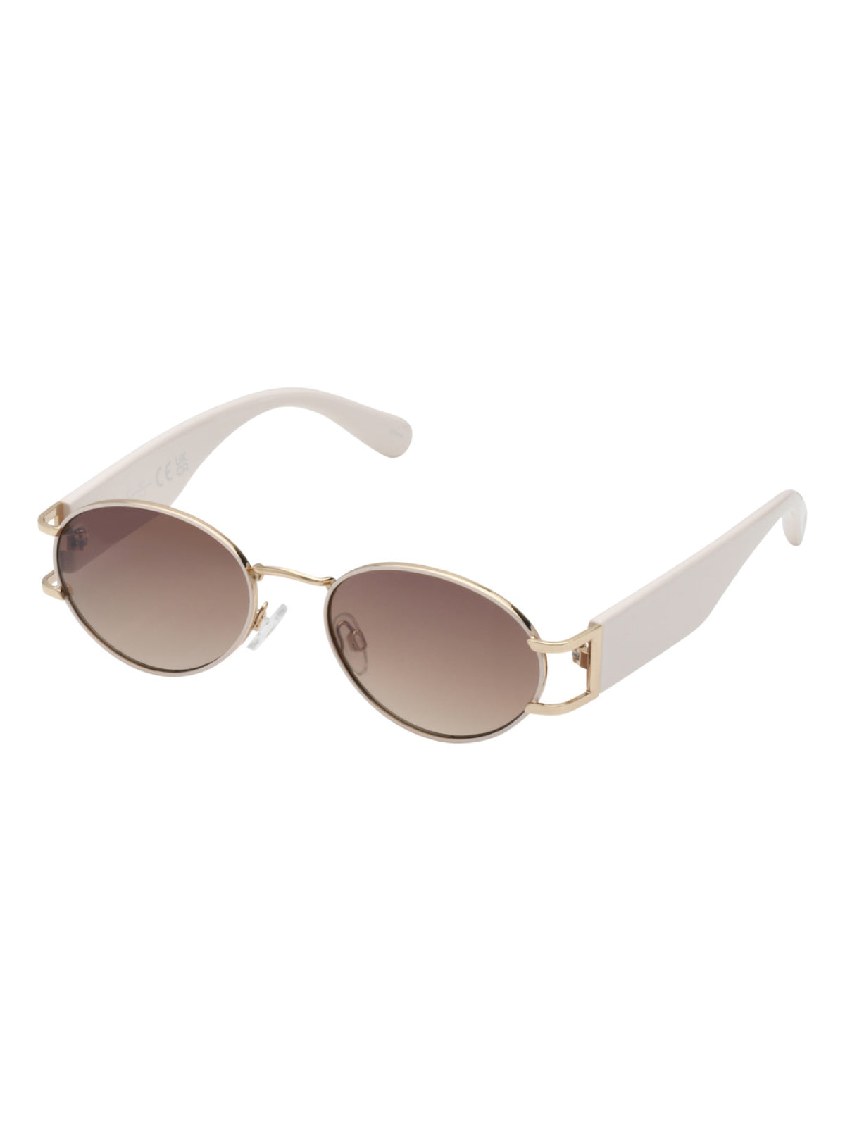 Retro Vintage Metal Oval Sunglasses in Cream - Jessica Simpson Accessories