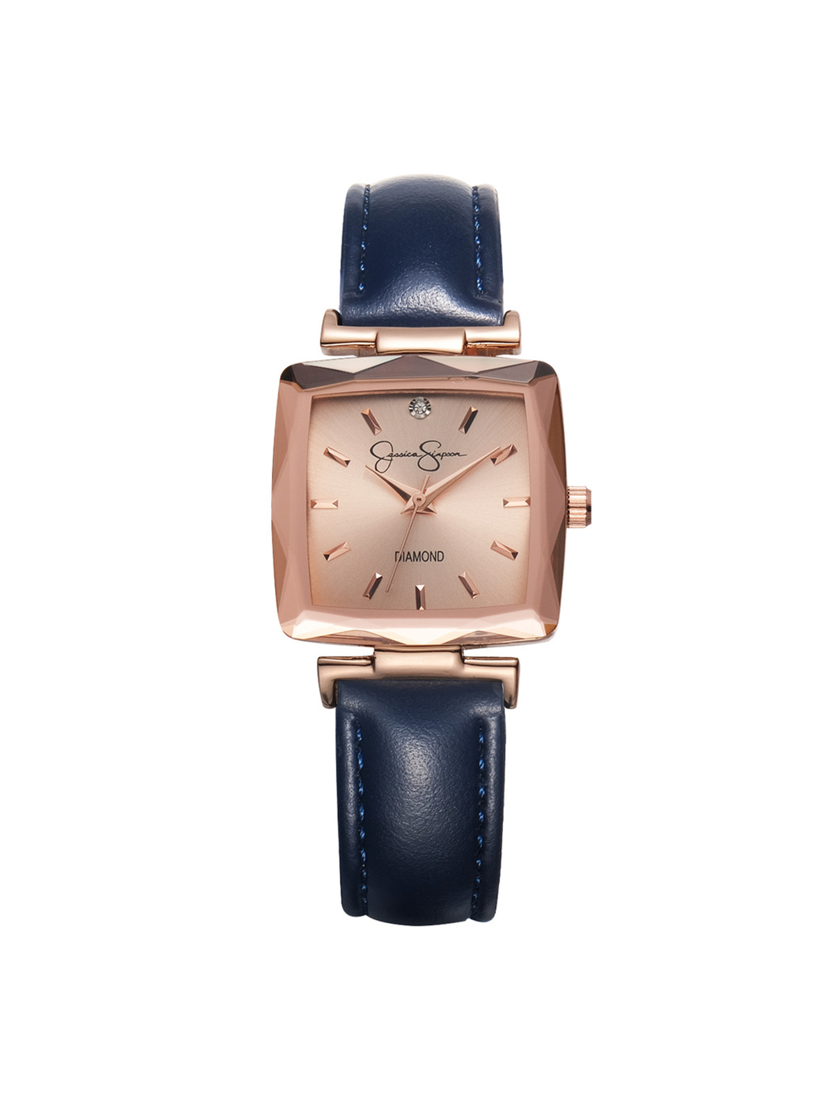 Cushion Case Strap Watch in Rose Gold Tone - Jessica Simpson Accessories