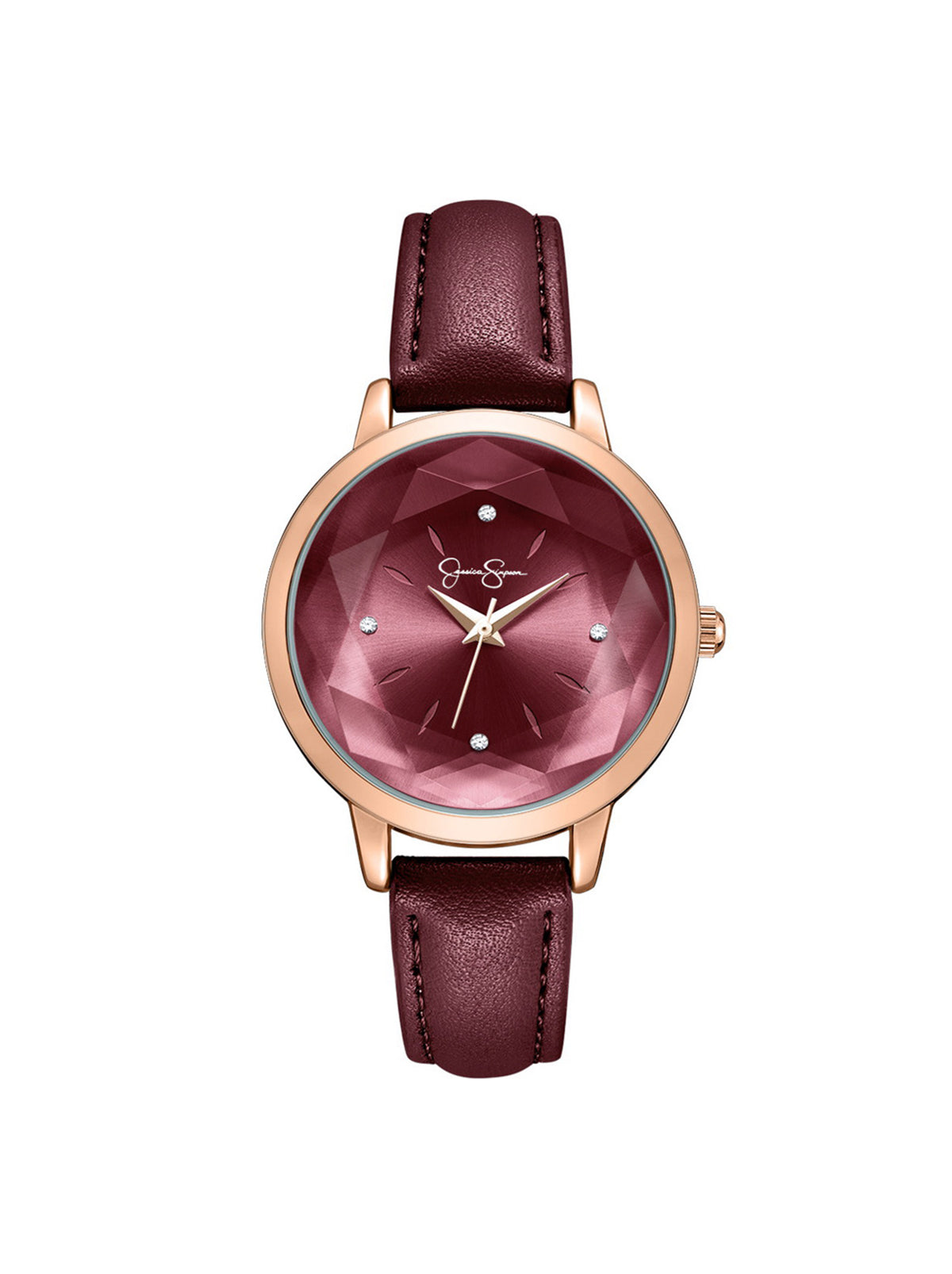 Faceted Glass Watch in Burgundy - Jessica Simpson Accessories