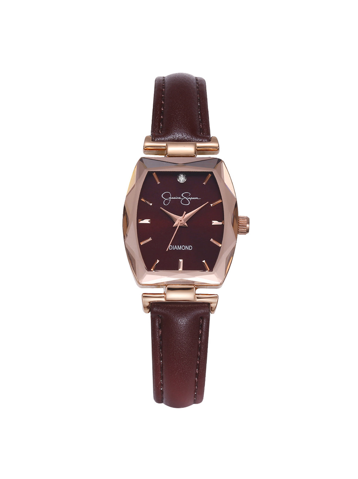 Diamond Dial Strap Watch in Burgundy - Jessica Simpson Accessories