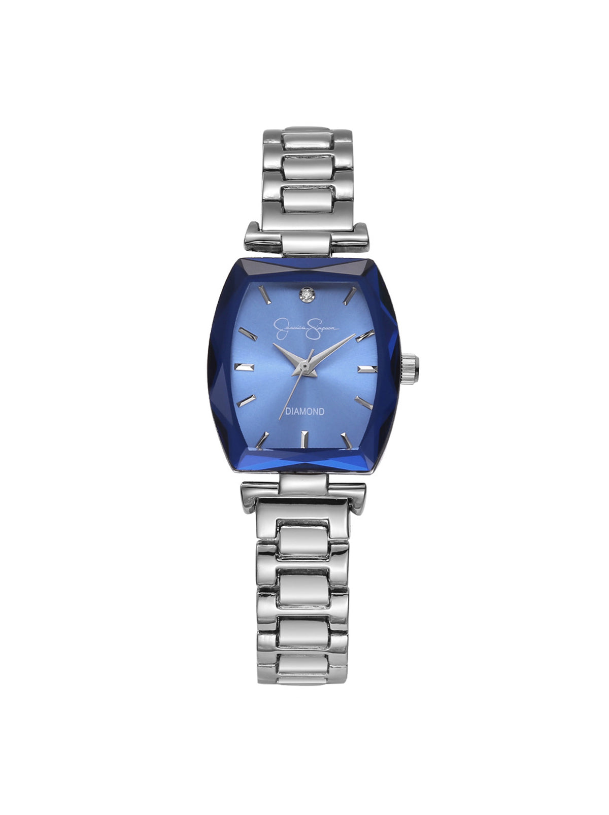 Faceted Bezel Bracelet Watch in Silver & Blue - Jessica Simpson Accessories