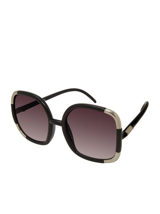 Over-Sized Oval Sunglasses in Black - Jessica Simpson Accessories