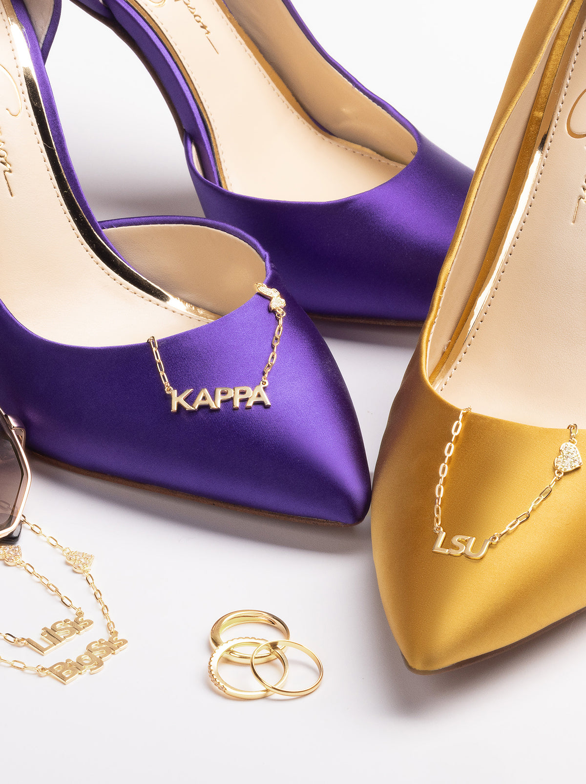Personalized Necklace with Pavé Cubic Zirconia Charm - Gold - Jessica Simpson Accessories