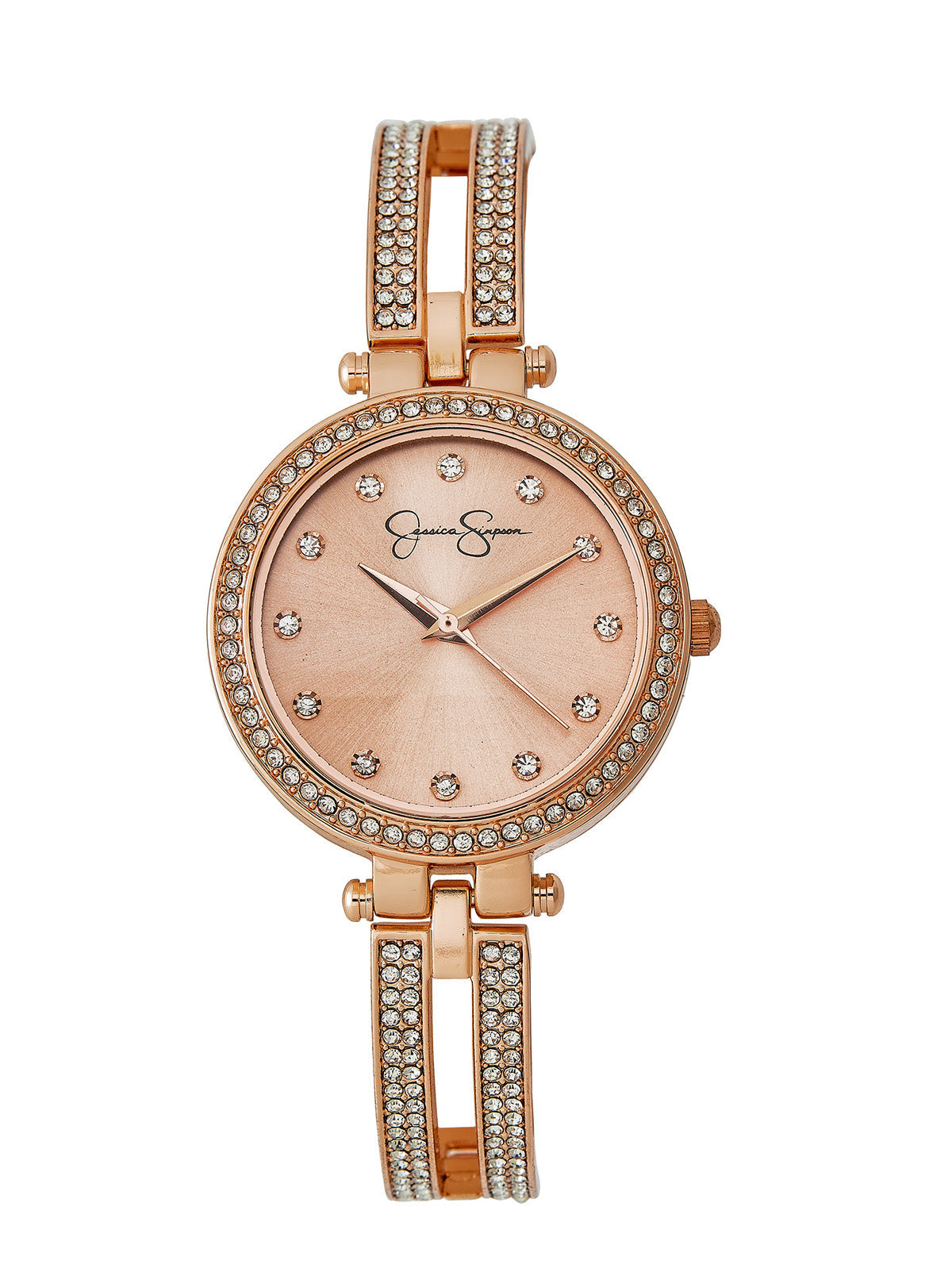 Rose Gold Tone Crystal Double Arm Bangle Watch - Jessica Simpson Accessories