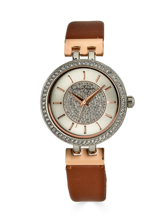 Two Tone Rose Pave Crystal Watch - Jessica Simpson Accessories