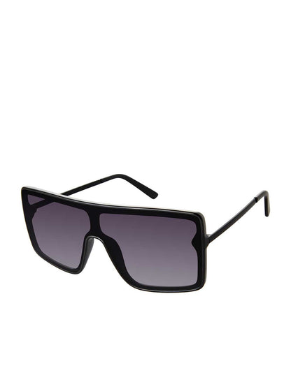 Square Shield Metal Temple Sunglasses in Black - Jessica Simpson Accessories