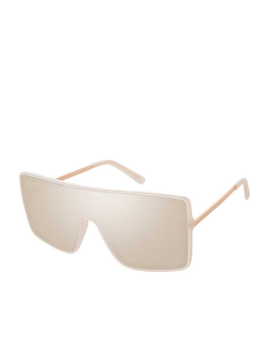 Square Shield Metal Temple Sunglasses in Rose Gold - Jessica Simpson Accessories