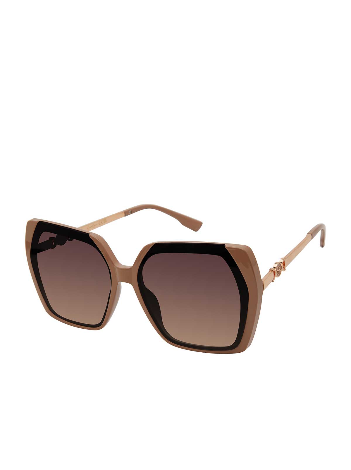 Geometric Metal Temple Sunglasses in Nude - Jessica Simpson Accessories