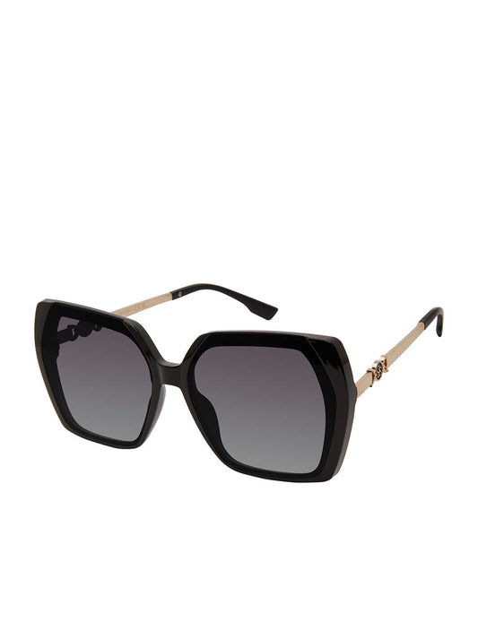 Geometric Metal Temple Sunglasses in Black - Jessica Simpson Accessories