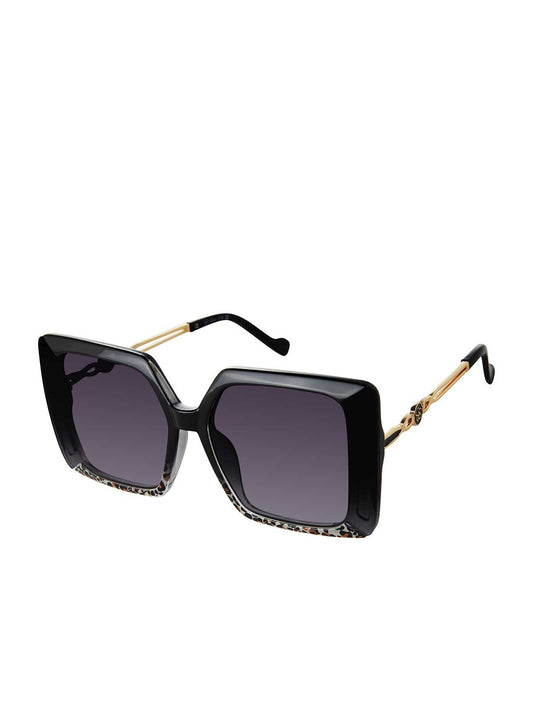 Glamorous Square Metal Temple Sunglasses in Black - Jessica Simpson Accessories