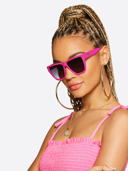 Star Studded Cat Eye Sunglasses in Fuchsia - Jessica Simpson Accessories
