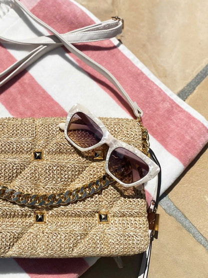 Vintage Cat Eye Sunglasses in Cream Marble - Jessica Simpson Accessories