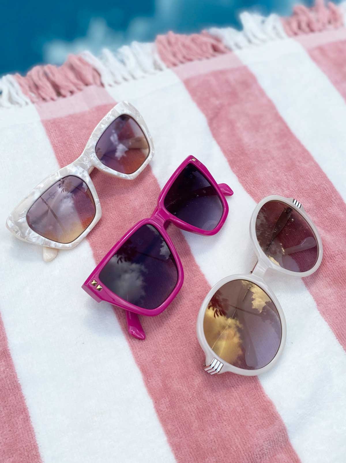 Vintage Cat Eye Sunglasses in Cream Marble - Jessica Simpson Accessories