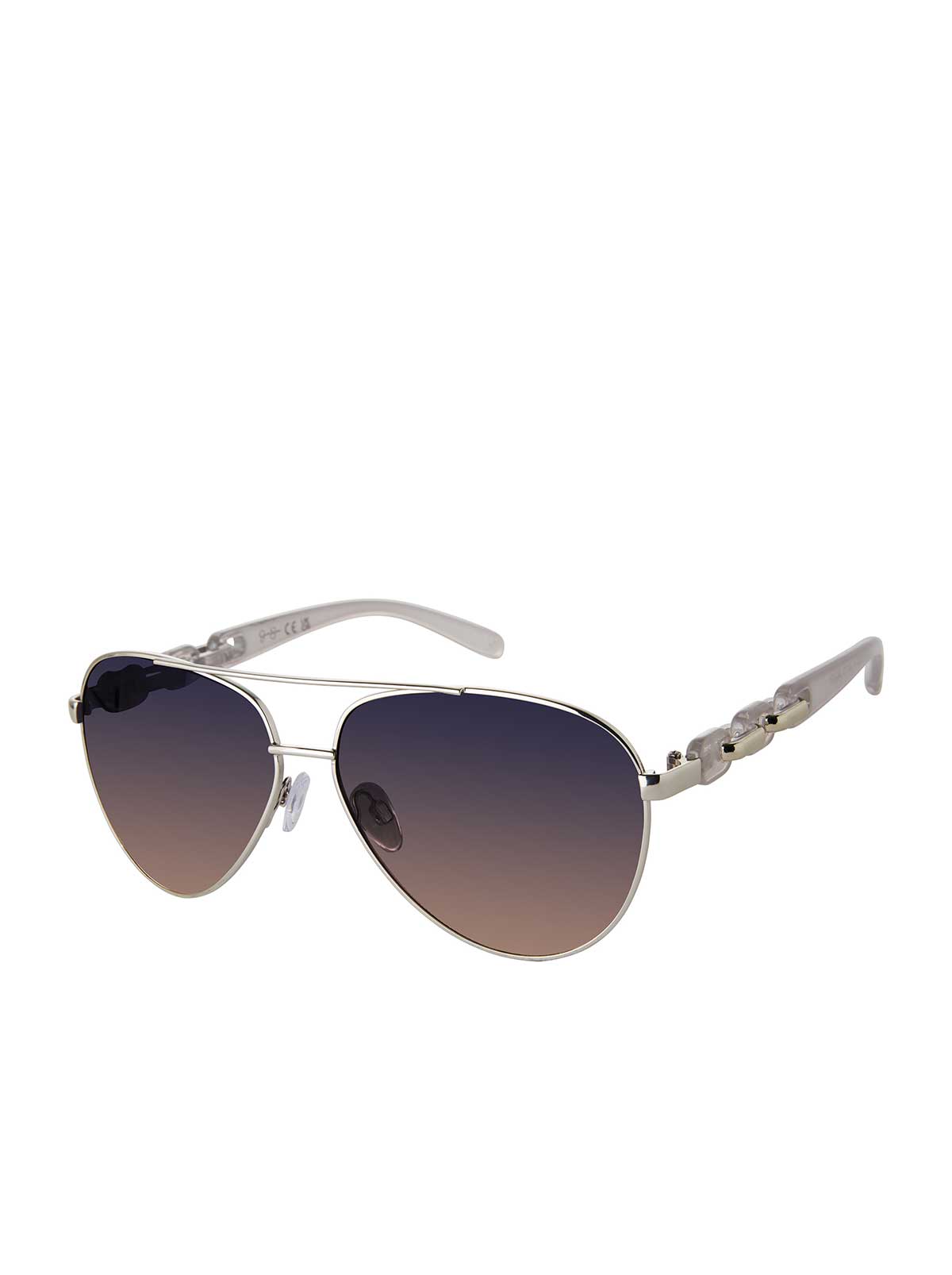 Metal Aviator Pilot Sunglasses in Silver - Jessica Simpson Accessories