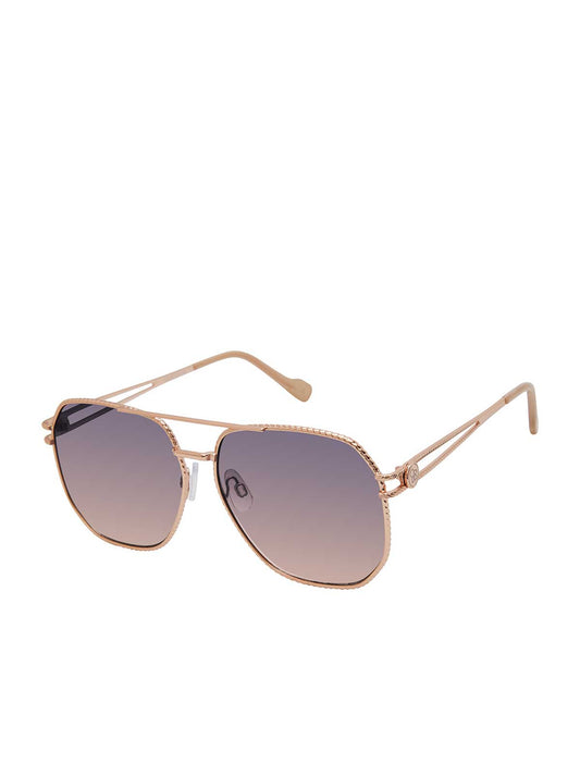 Roped Metal Geometric Aviator Sunglasses in Rose Gold - Jessica Simpson Accessories
