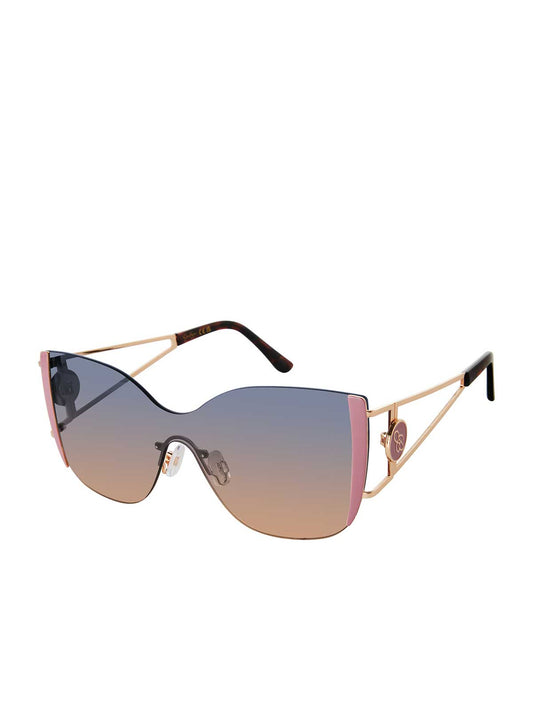 Metal Cat Eye Shield Sunglasses in Gold & Rose - Jessica Simpson Accessories