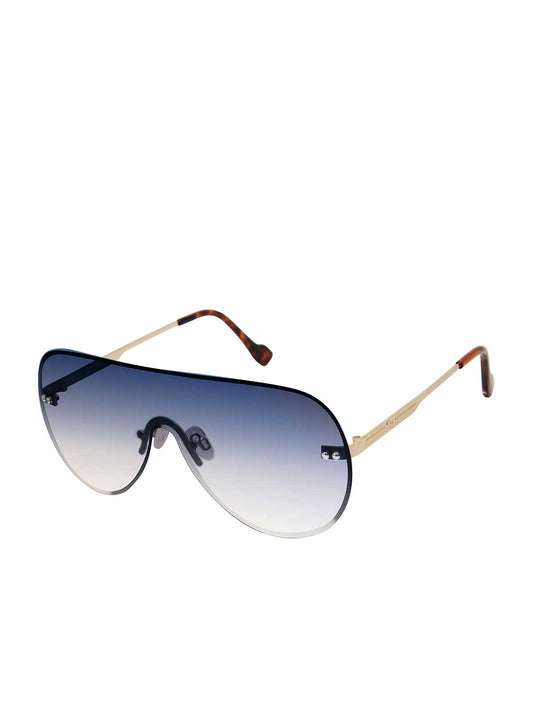 Rimless Metal Aviator Shield Sunglasses in Gold - Jessica Simpson Accessories