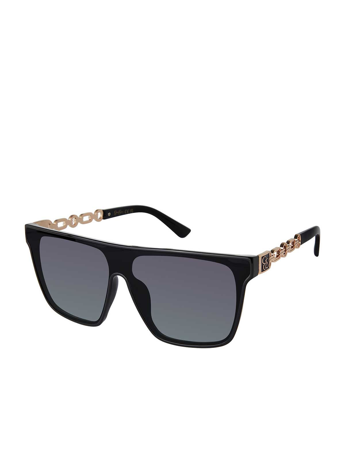 Metal Square Shield Sunglasses in Black - Jessica Simpson Accessories