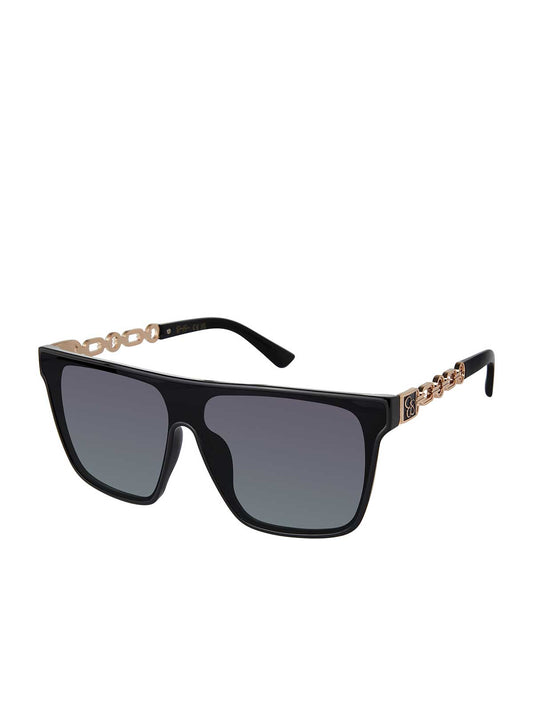 Metal Square Shield Sunglasses in Black - Jessica Simpson Accessories