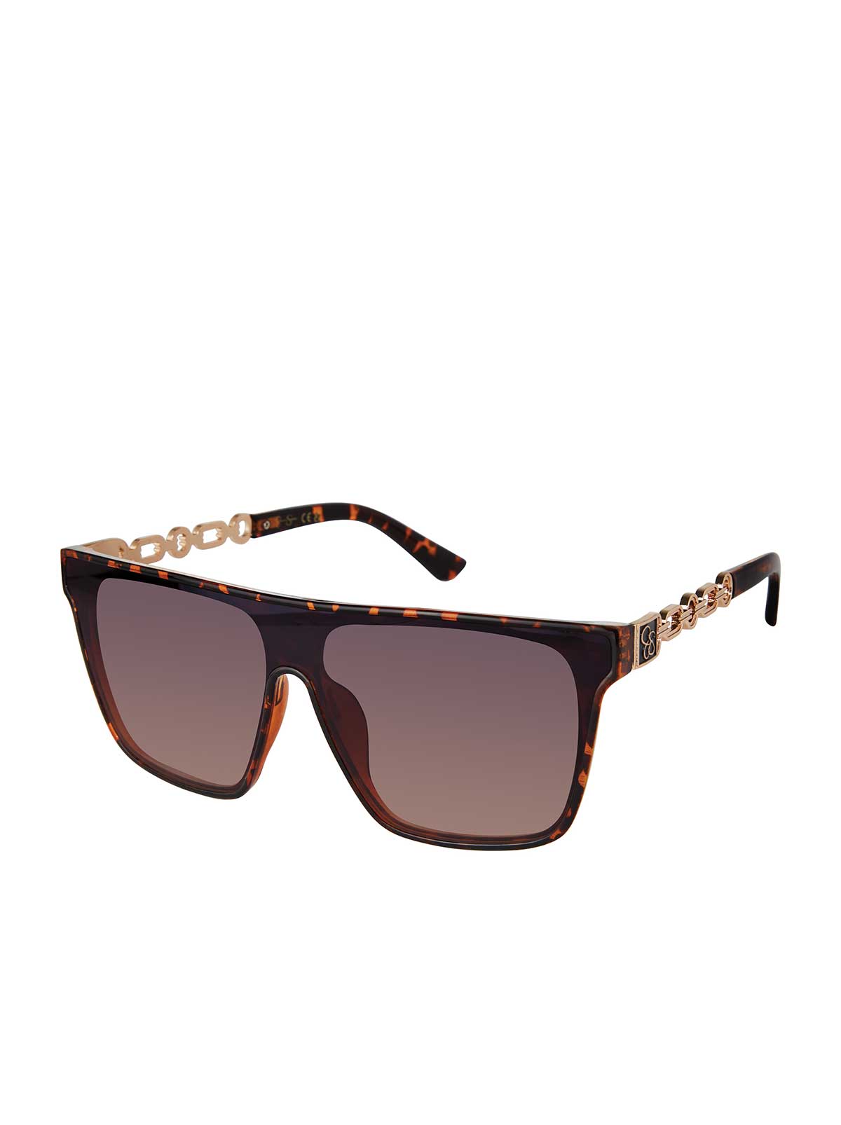 Metal Square Shield Sunglasses in Tortoise - Jessica Simpson Accessories