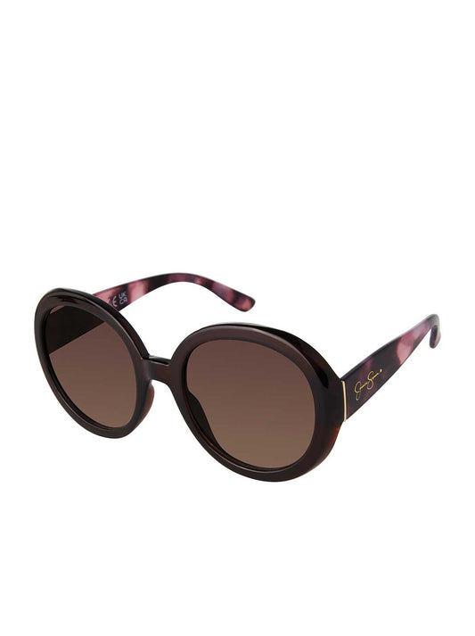 Oversized Fashionable Round Sunglasses in Tortoise - Jessica Simpson Accessories