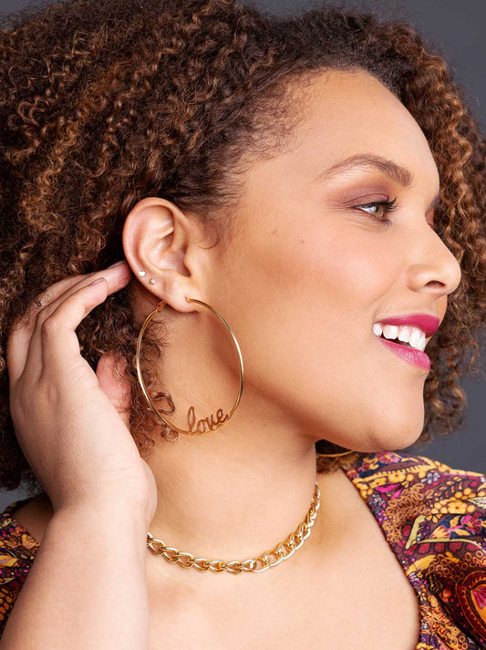 Personalized Hoop Earrings in 18K Gold - Jessica Simpson Accessories