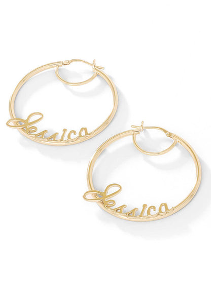Personalized Hoop Earrings in 18K Gold - Jessica Simpson Accessories