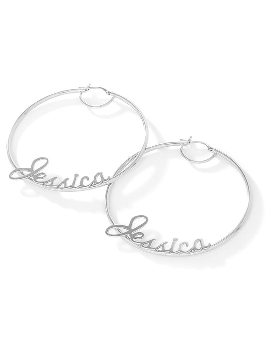 Personalized Hoop Earrings in Sterling Silver - Jessica Simpson Accessories