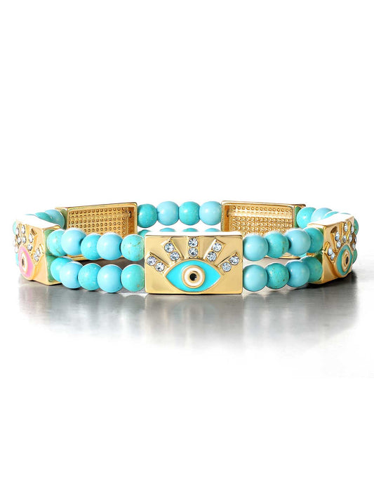 Evil Eye Turquoise Bead Stretch Bracelet - Jessica Simpson Accessories