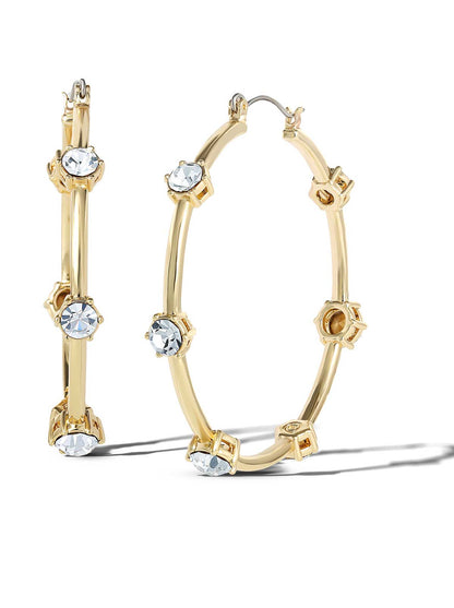 Large Hoop Crystal Earrings - Jessica Simpson Accessories