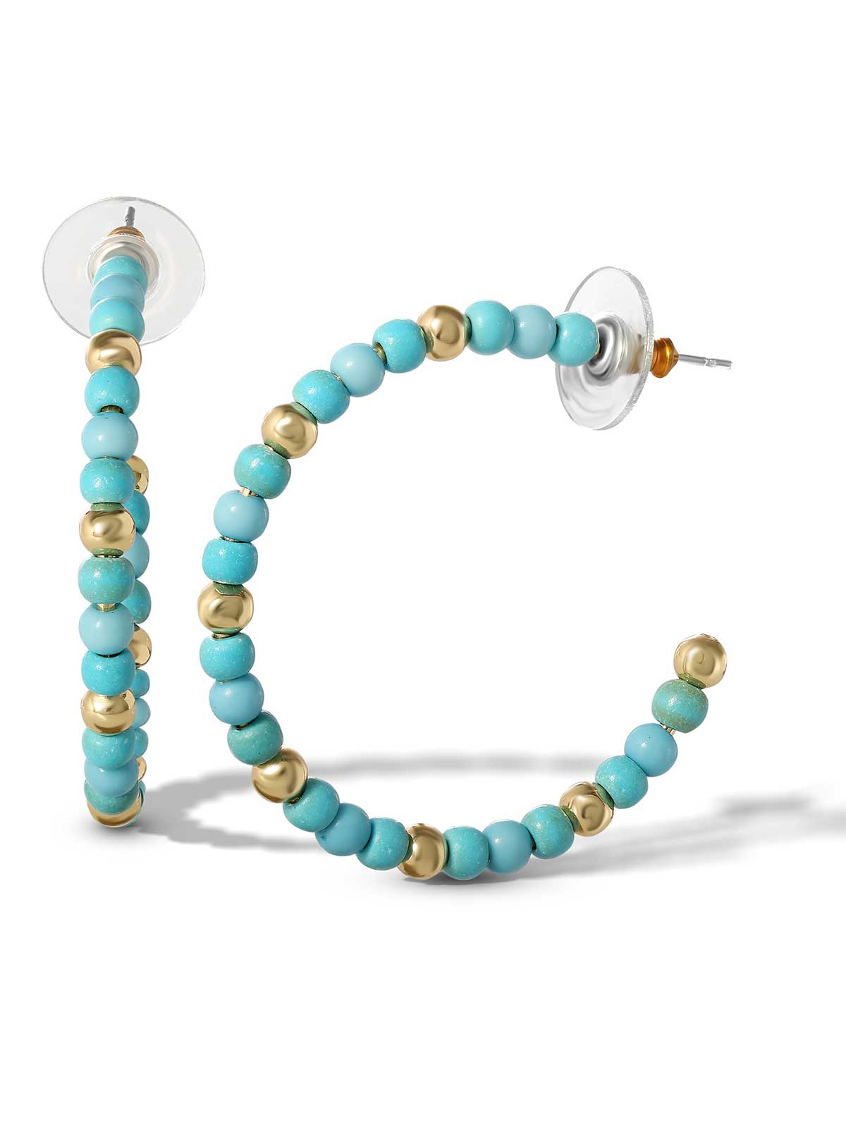 Turquoise Bead Hoop Earrings in Gold - Jessica Simpson Accessories