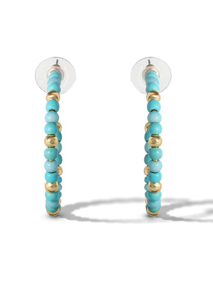 Turquoise Bead Hoop Earrings in Gold - Jessica Simpson Accessories