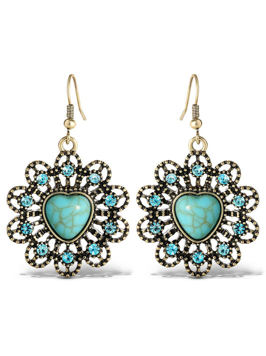 Turquoise Stone Ornate Heart Earrings - Jessica Simpson Accessories