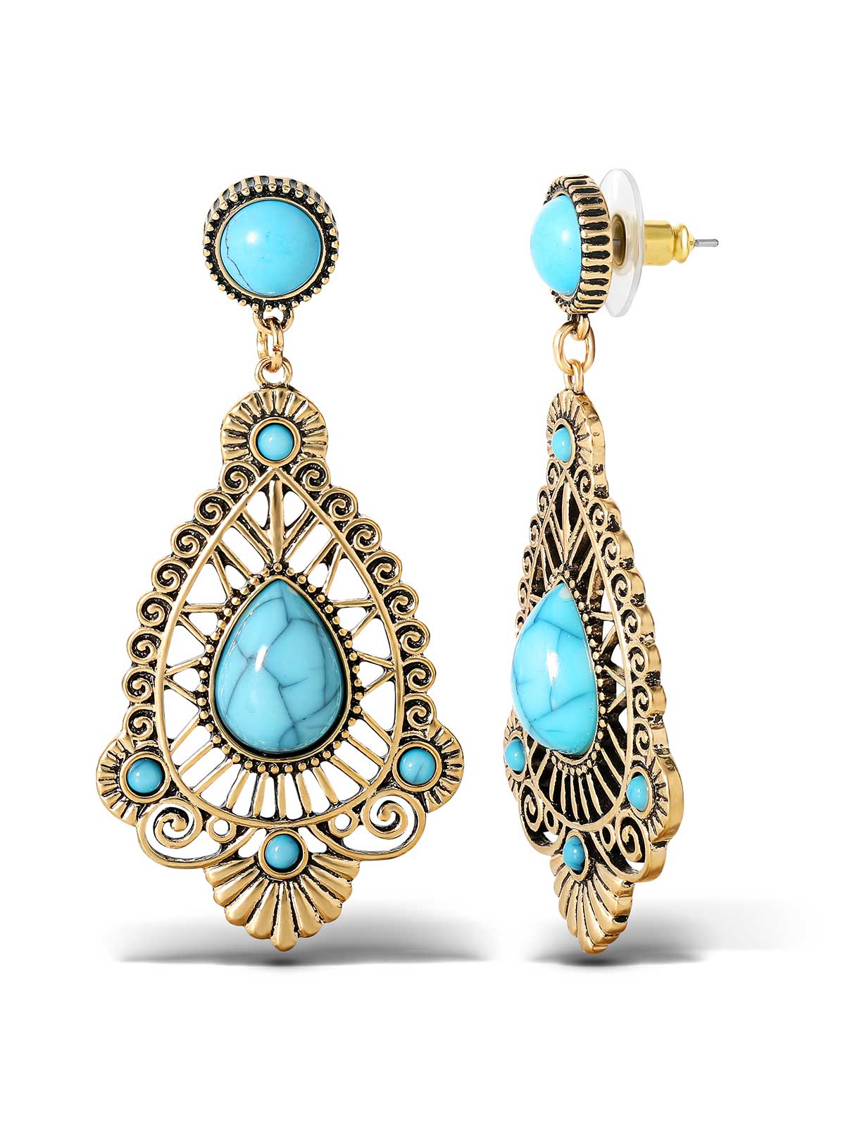 Turquoise Stone Filigree Earrings - Jessica Simpson Accessories