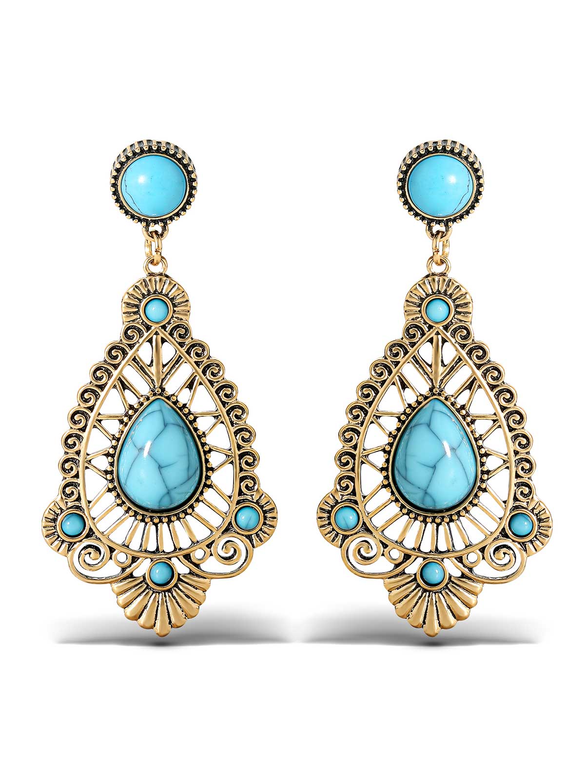 Turquoise Stone Filigree Earrings - Jessica Simpson Accessories