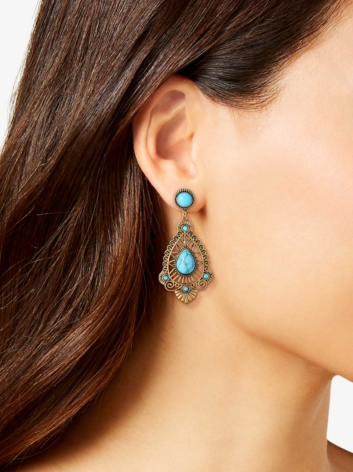 Turquoise Stone Filigree Earrings - Jessica Simpson Accessories
