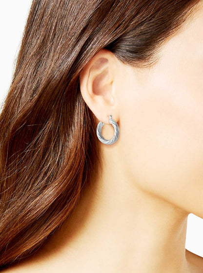 Thick Twisted Hoop Earrings in Silver - Jessica Simpson Accessories