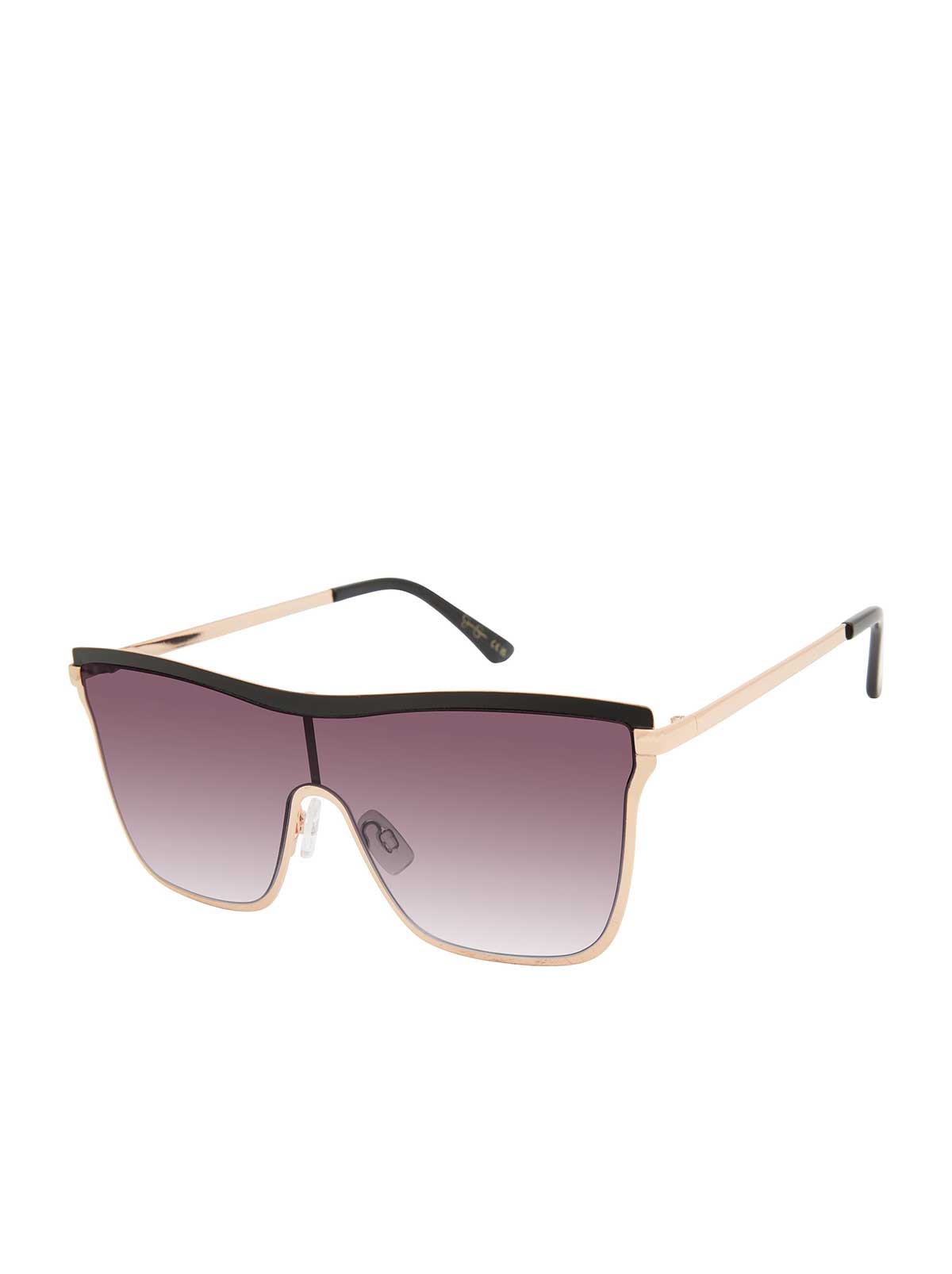 Chic Metal Square Shield Sunglasses in Black & Gold - Jessica Simpson Accessories