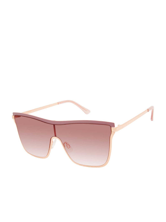 Chic Metal Square Shield Sunglasses in Rose Gold & Rose - Jessica Simpson Accessories