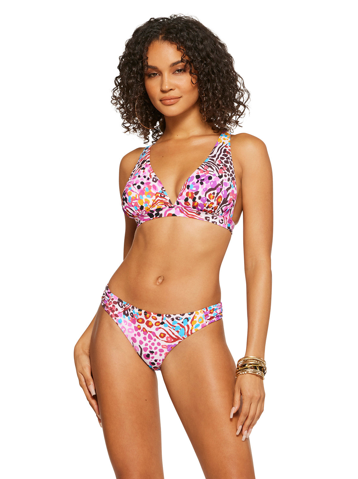 French Exit Full Support Triangle Bra in Pink Multi - Jessica Simpson Women