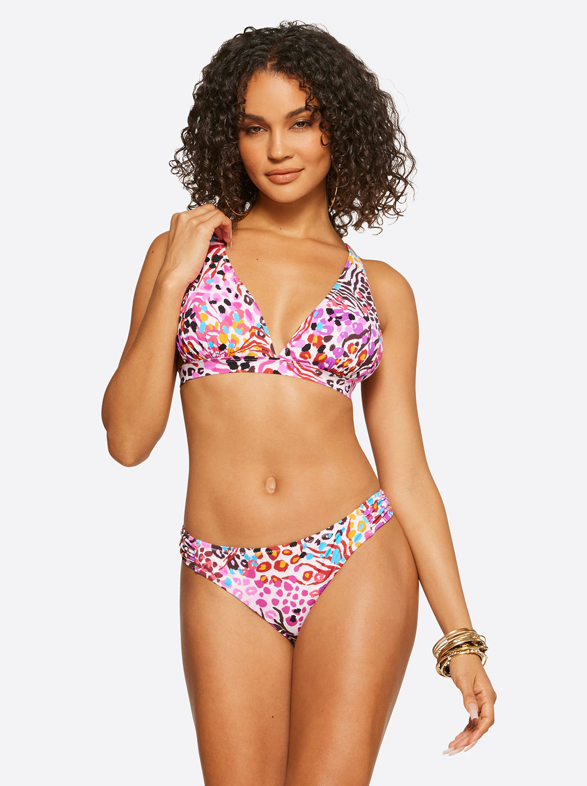 French Exit Full Support Triangle Bra in Pink Multi - Jessica Simpson Women