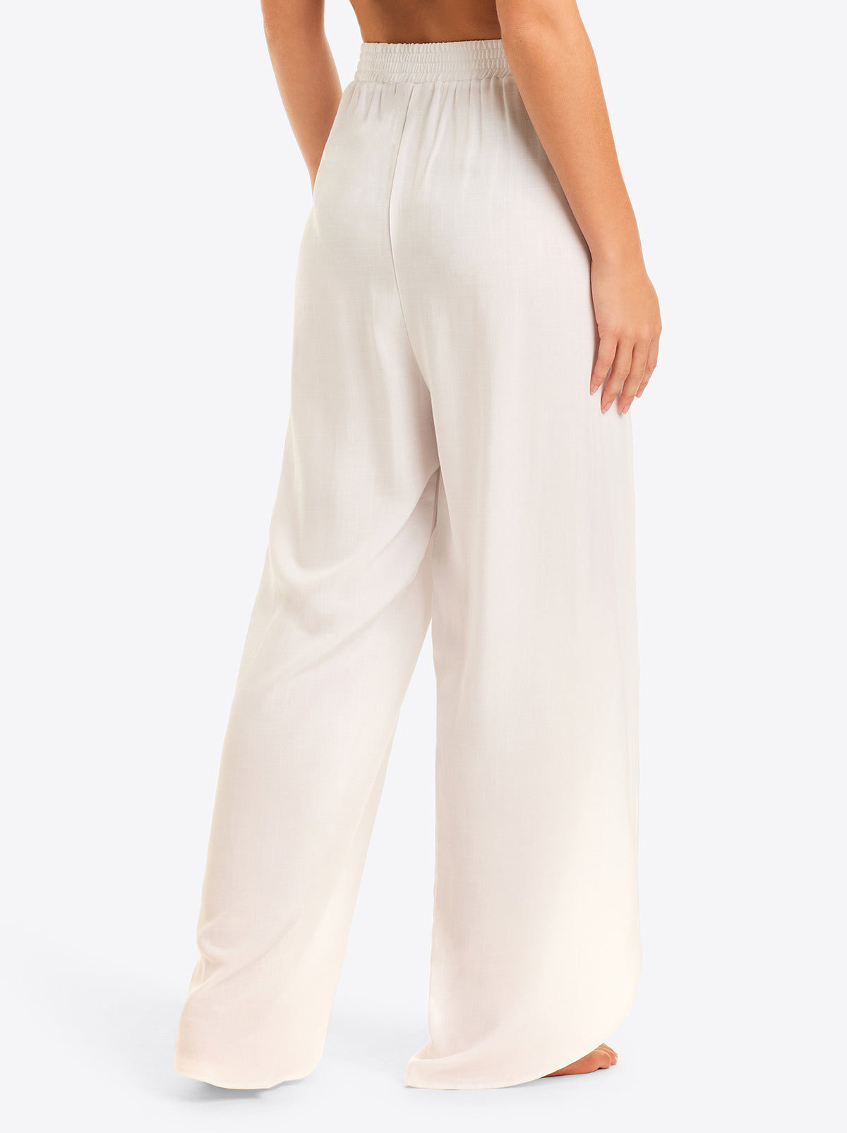 Basic Solid Beach Pant Cover Up in White - Jessica Simpson Women