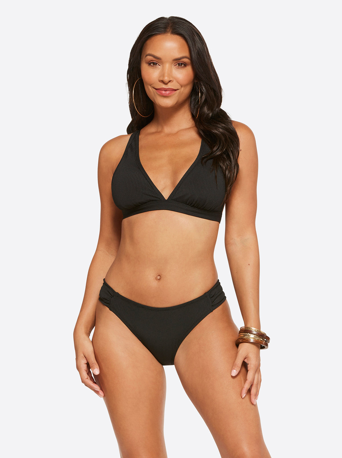 Textured Solids Full Support Triangle Bra in Black - Jessica Simpson Women